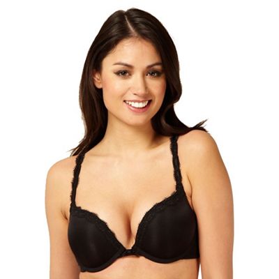 The Collection Black lace trim lightweight 'Mega Boost' push up bra